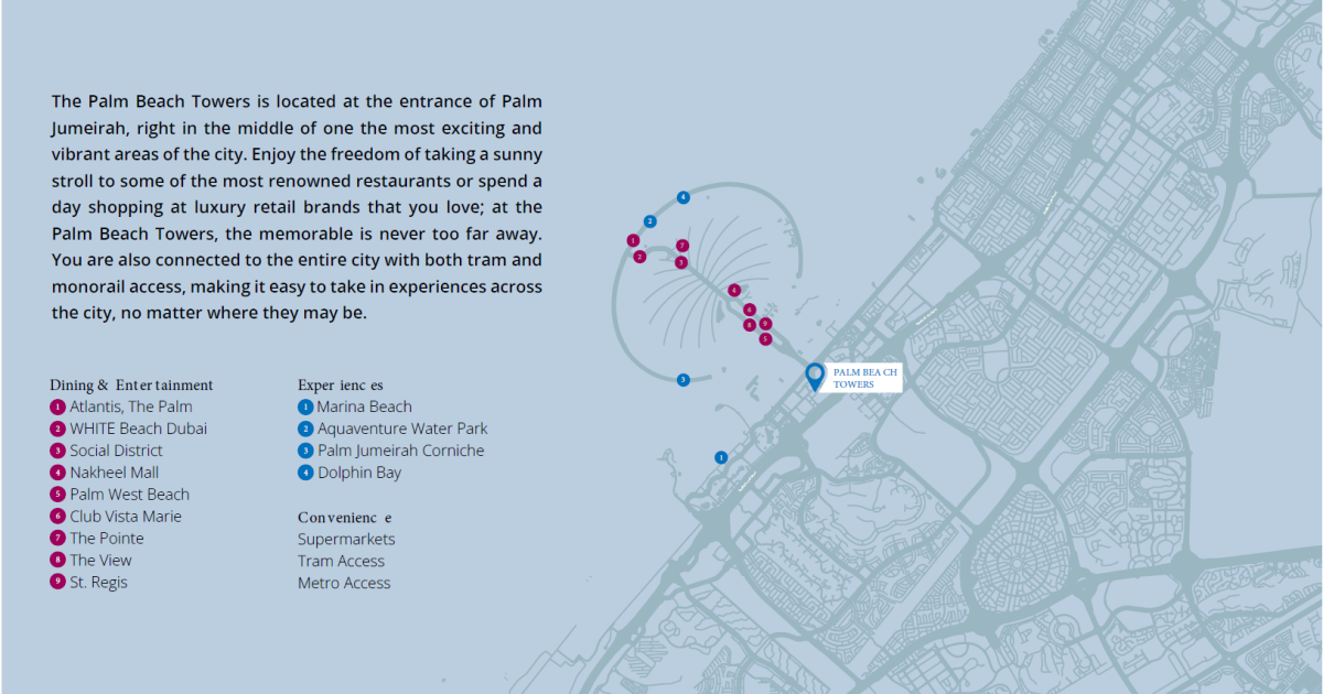 Palm Beach Towers 3 Location Map with Phoenix Reality Real Estate